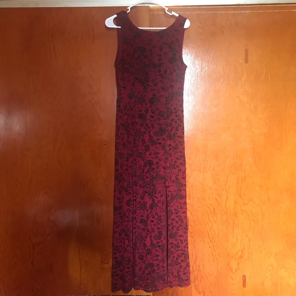 Floor Length Red/Maroon Semi-Formal Dress